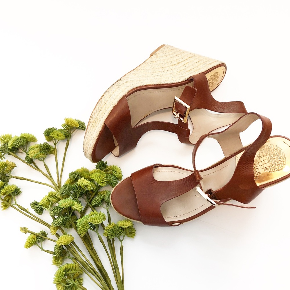 VINCE CAMUTO Espadrille & Leather Wedge Sandals